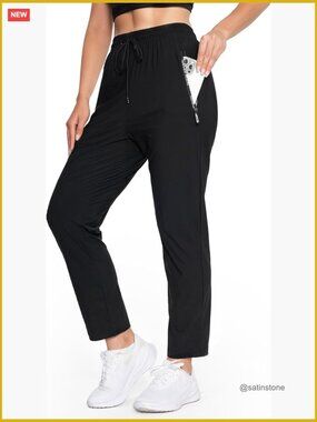 Stretch Active Hiking Pants with Zippered Pockets and Drawstring Waist